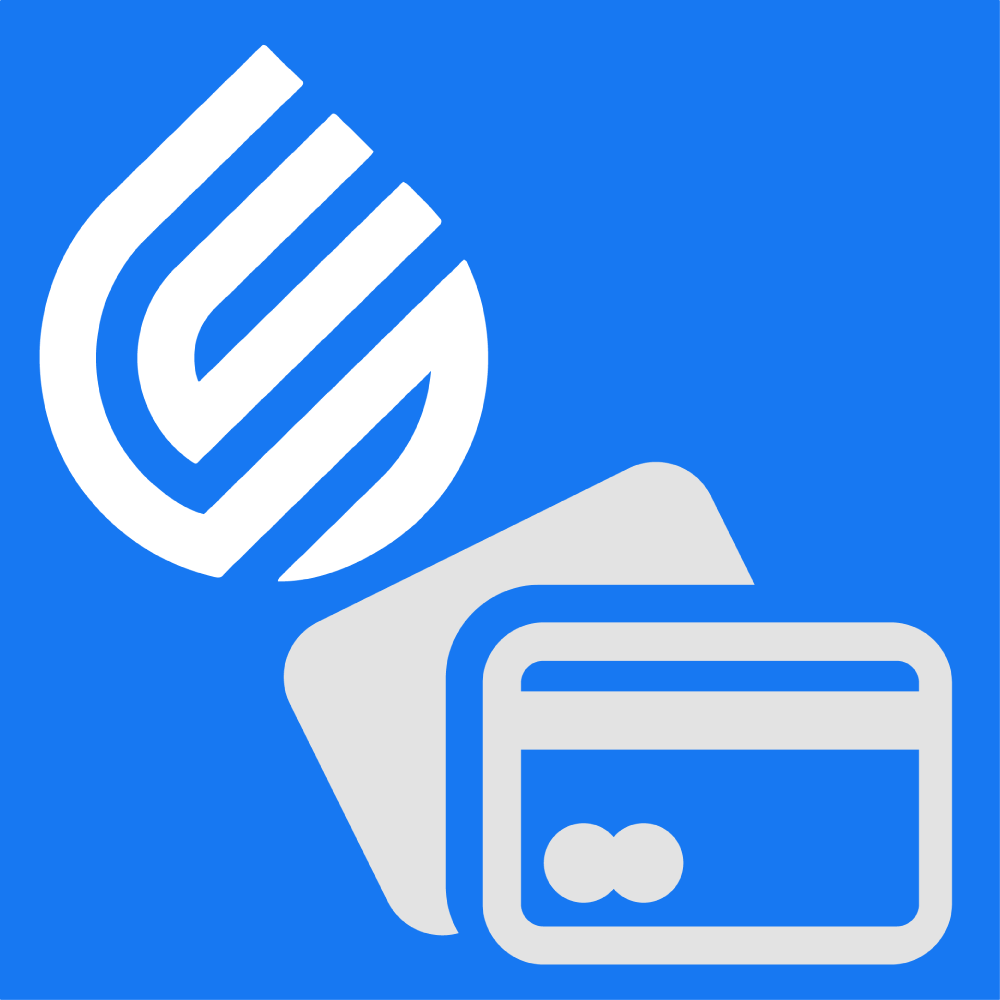 Blue square with a company logo and a credit card icon, representing a high-risk payment gateway for secure transactions.
