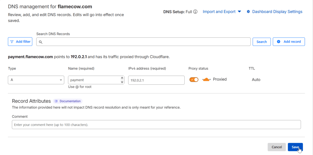 Add DNS Records for Your API Subdomains - payment
