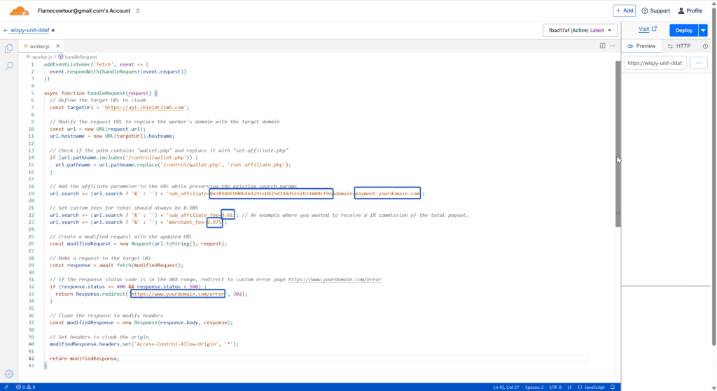 shieldclimb whitelabel cloudflare worker code example